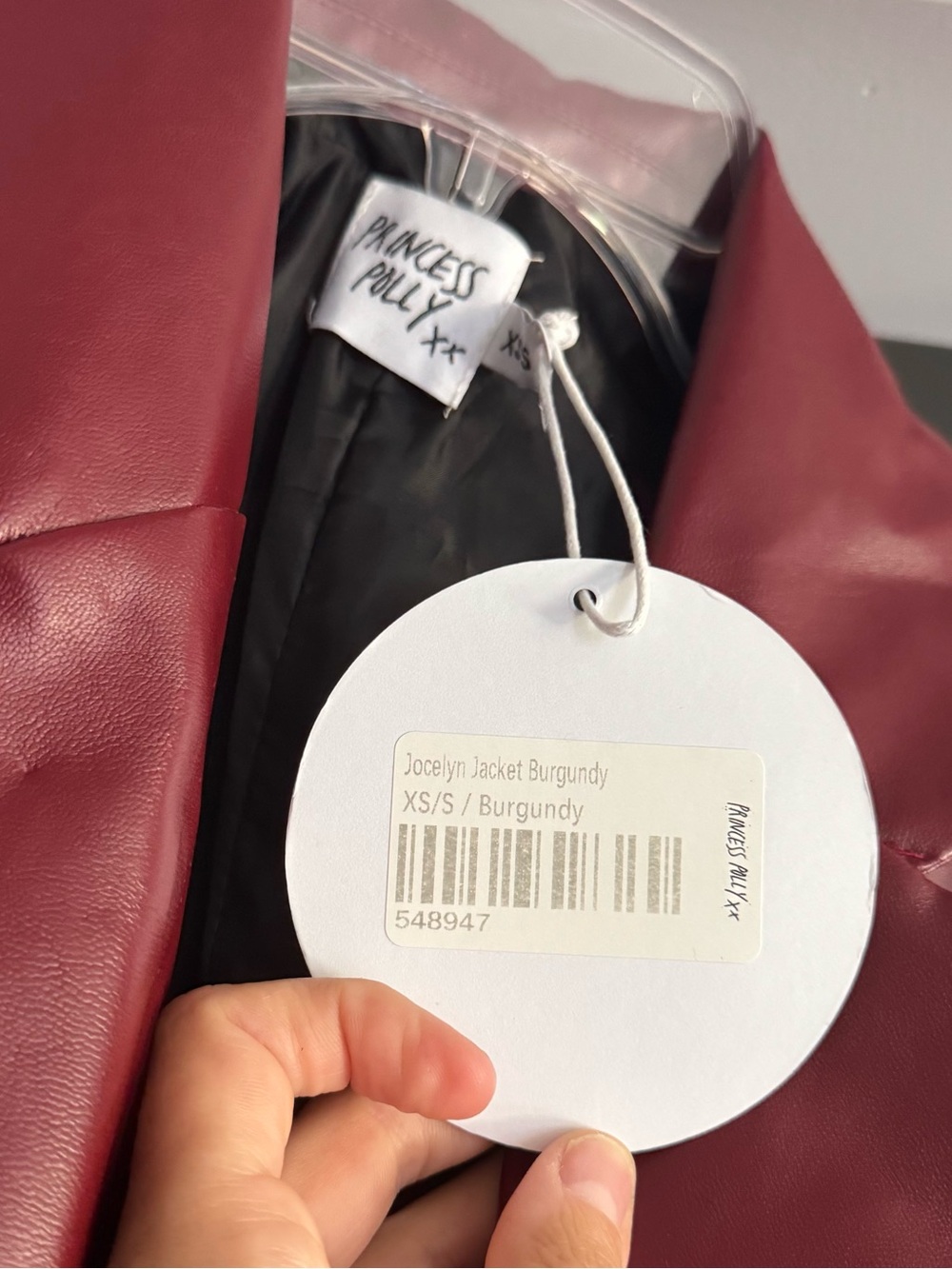 Princess Polly Woman’s Burgundy Leather Blazer Jacket - Picture 5 of 7